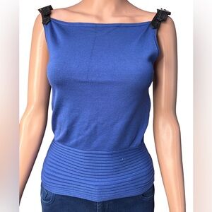 Cache Royal Blue Ribbed Waist Tank Top